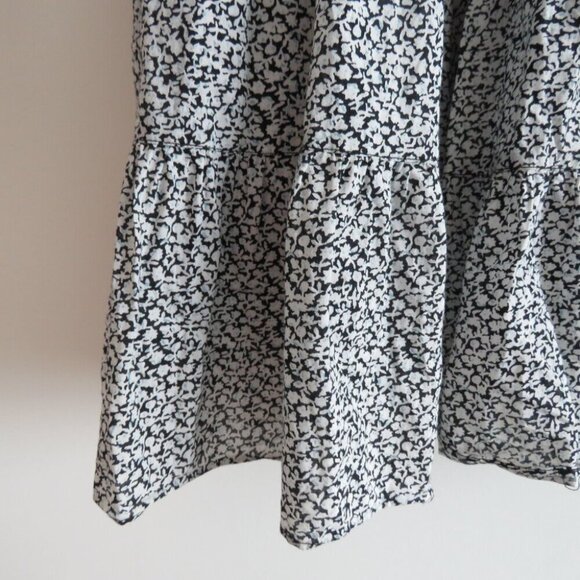 & OTHER STORIES Voluminous Twill Tiered Mini Dress Ditsy Floral Black White Sz M - Picture 9 of 15